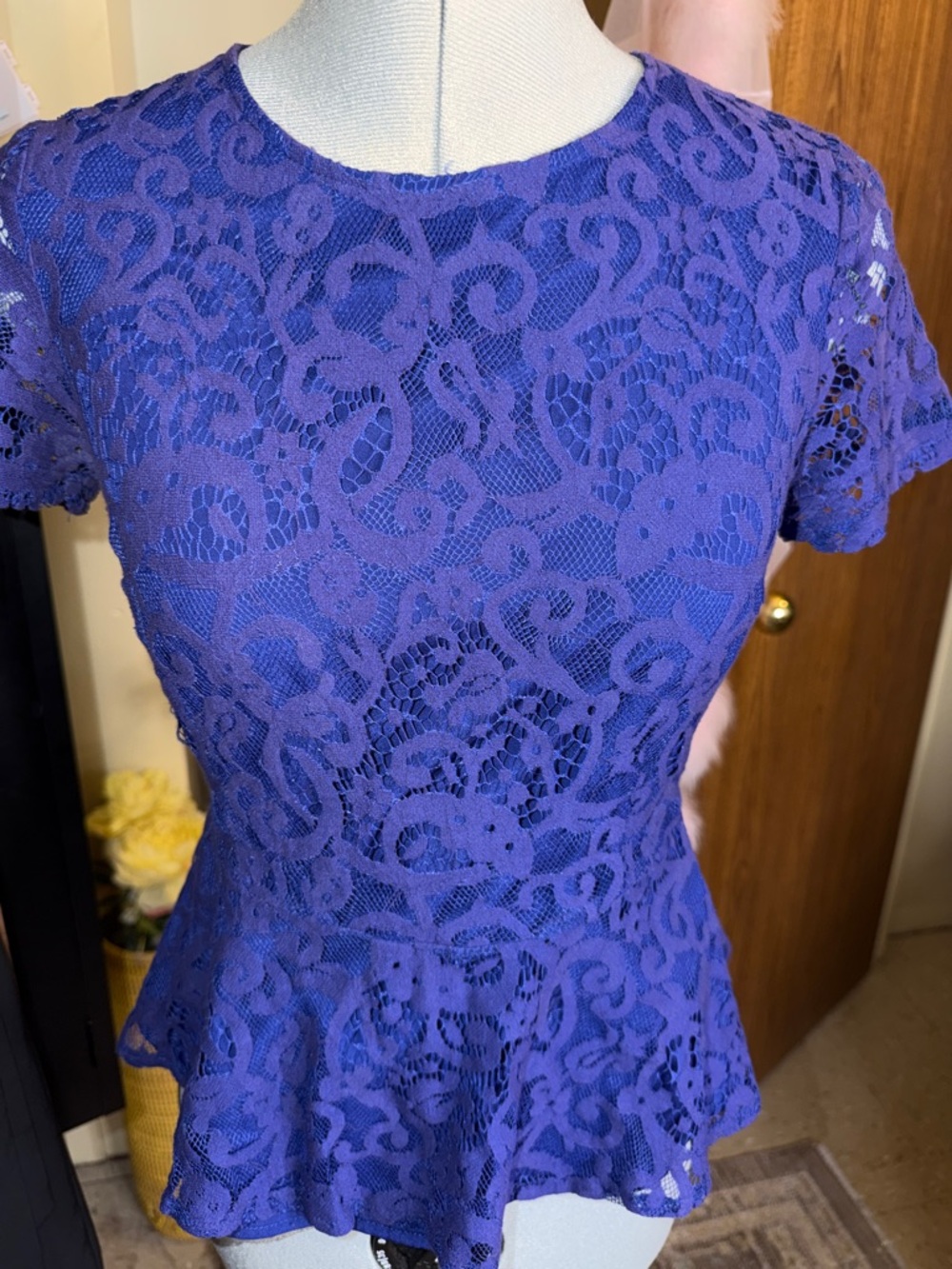 Forever 21 Royal blue Lace Peplum Top